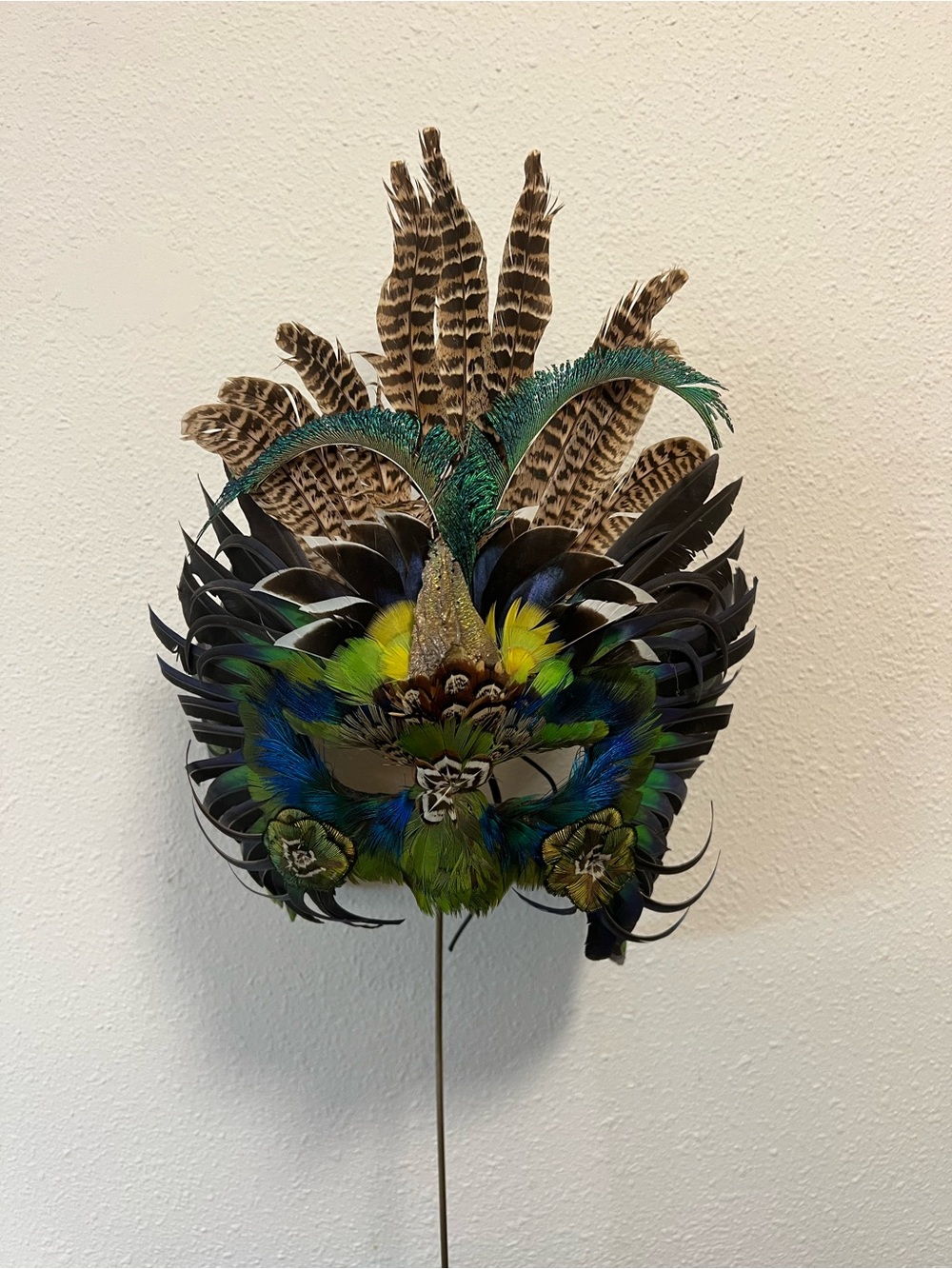 Feather Art Sculpture Fantasies Lorra Lee Real Feather Mask With Stand Handmade